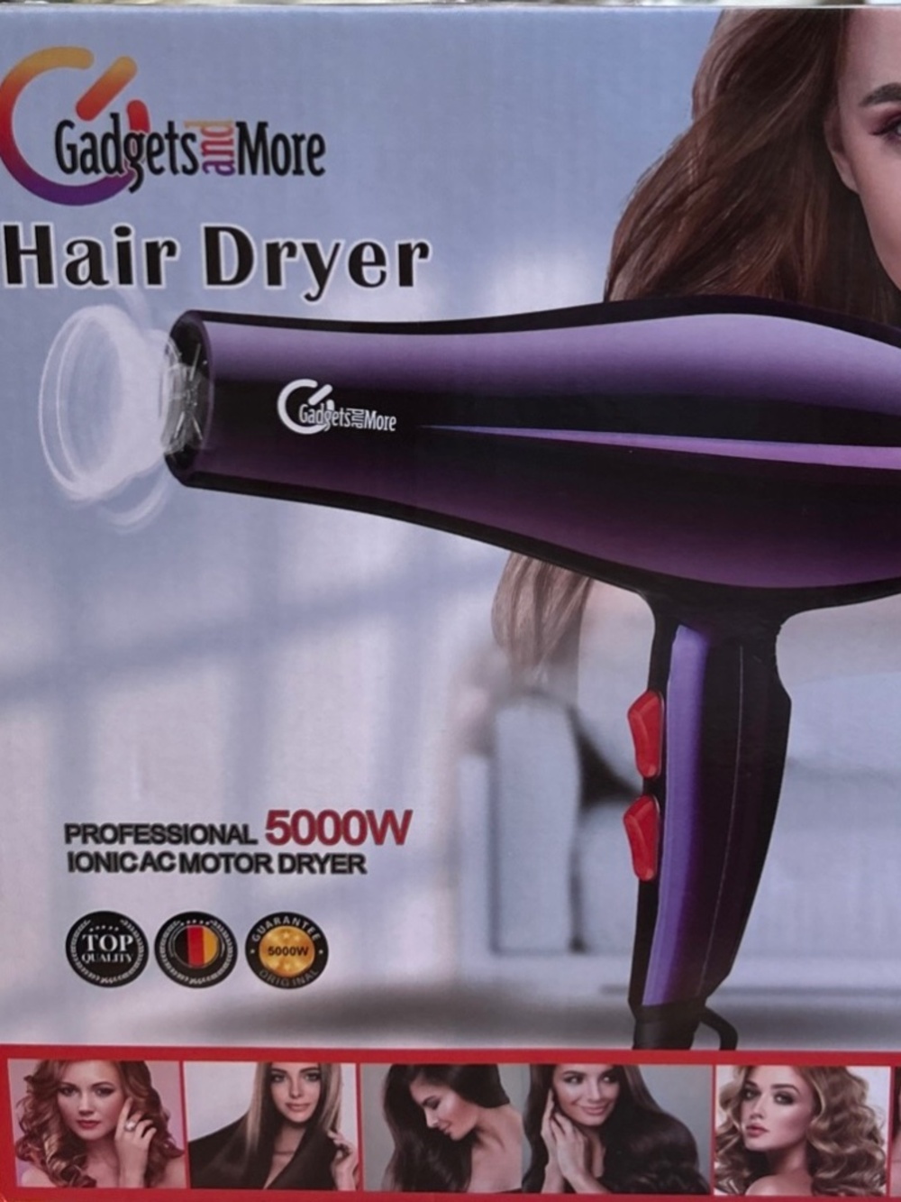 New With Box Gadget & More Hair Dryer Professional 5000 Watts Ionic AC Motor